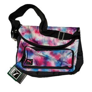 Puma Tie Dye Crossbody Messenger Bag Shoulder Bag Gym Pink Purple Blue School
